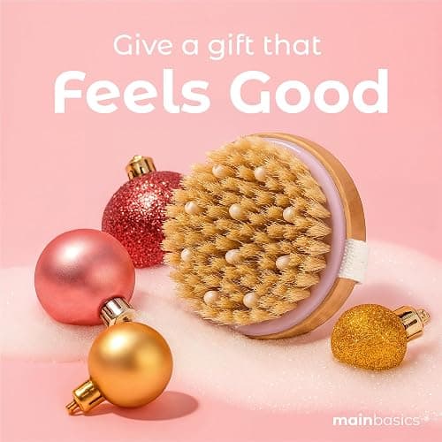 MainBasics Dry Brushing Body Brush for Lymphatic Drainage, Dry Skin, Cellulite, Blood Circulation with Exfoliating Natural Bristles and Massage Nodes for Flawless Skin thumbnail 2