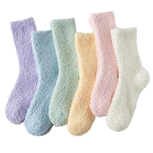 Tofox 6 Pairs Fuzzy Socks For Women Fluffy Slipper Socks don't Shed Lint - Image 1