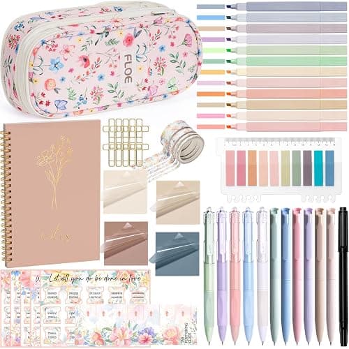 Bible Study Supplies Journaling Kit for Women, Christmas Christian Gifts for Women, Bible Study Tools with Pastel Highlighters and Pens No Bleed, Pencil Case Notebook Annotation Kit Accessories Set - Image 1