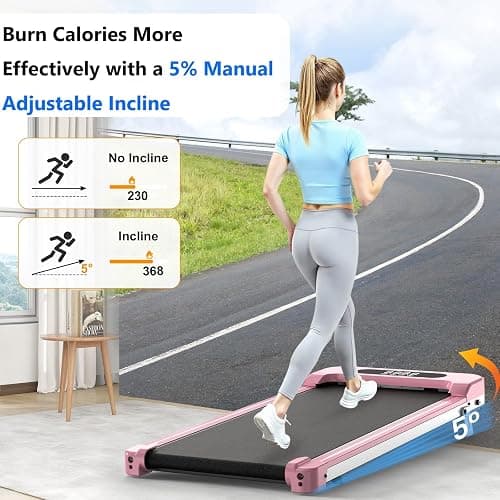 Incline Walking Pad, 3 in 1 Under Desk Treadmill with Ultra Quiet < 40dB, 2.5HP Portable Treadmill for Home Office, Wide Running Belt with 330LB Capacity, Remote Control & LED Display thumbnail 2