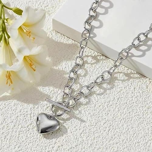 pichuxiu Heart Necklace for Women 18k Gold/Silver Dainty Heart Charm Chain Jewelry Love Pendant Choker Stainless Steel Bible Verse Birthday Christmas Minimalist Elegant Gift for Her thumbnail 4