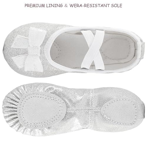TRIPLE DEER Ballet Shoes for Girls, Satin Dance Practice Slippers Split Soft Leather Flat Sole Yoga Gymnastics Shoes (Toddler/Little/Big Kid) thumbnail 6