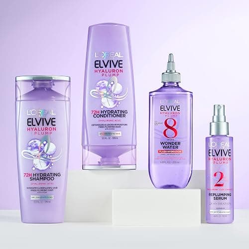 L'Oreal Paris Elvive Hyaluron Plump Flash Hydration Wonder Water Hair Rinse, 8 Second Hydrating Hair Care Treatment for Soft, Shiny Hair, 6.8 Fl Oz thumbnail 5