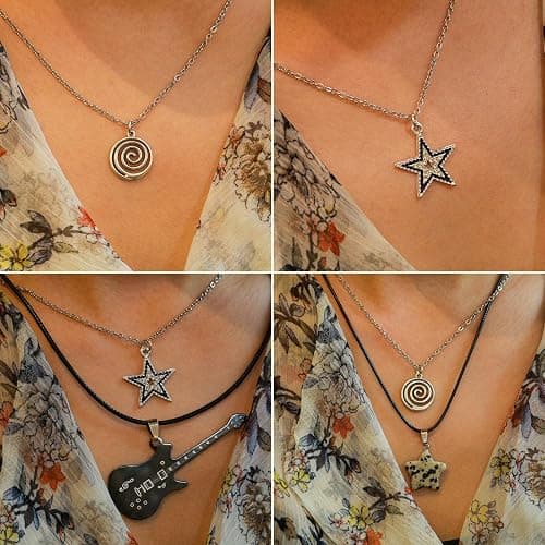 LIRUNQIN 9 Pcs Y2K Grunge Goth Heart and Star Necklace Set for Women - Emo and Scene Accessories thumbnail 5