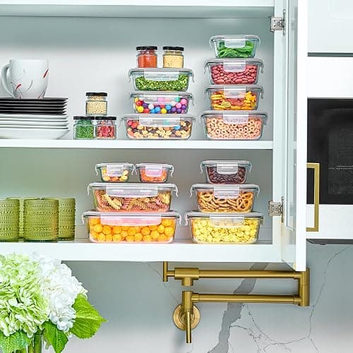40pc Set Glass Food Storage Containers & Bowls with Airtight Lids - Leakproof BPA-Free Meal Prep Airtight Stackable Lunch Boxes, Kitchen Pantry & Storage Organizers - Microwave Freezer Dishwasher Safe thumbnail 5