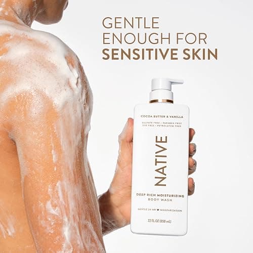 Native Moisturizing Body Wash, Clean & Gentle 24-Hour Hydration with Shea Butter, for Sensitive and Dry Skin, for Women & Men, Sulfate-free, Paraben-free, Cocoa Butter & Vanilla, 22 fl oz thumbnail 5
