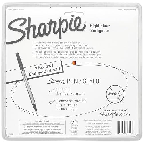 Sharpie Pocket Highlighters, Chisel Tip, Quick Dry, Assorted Fluorescent Colors, 12 Count - For Studying, Note-Taking, School, College, Office, Student & Teacher Supplies thumbnail 7