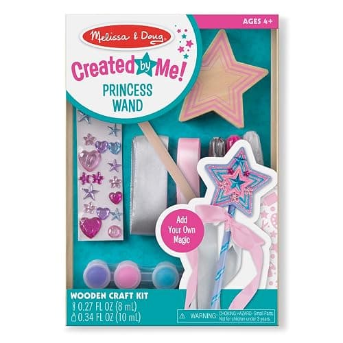 Melissa & Doug Created by Me! Wooden Princess Wand, Arts & Crafts Kit with Paint, Glitter Stickers, Ribbons & More, Princess Toys for Kids 4+ - Image 1