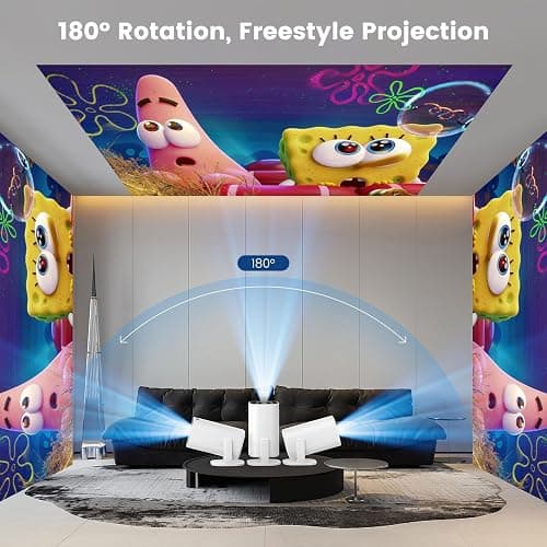 Osikem Mini Projector with Bluetooth, Support 4K Support 130" Screen Movie Projector with Auto Focus & Keystone, 5G+2.4G WiFi 6 Connection Video Projector Compatible with Smartphone Laptop thumbnail 2