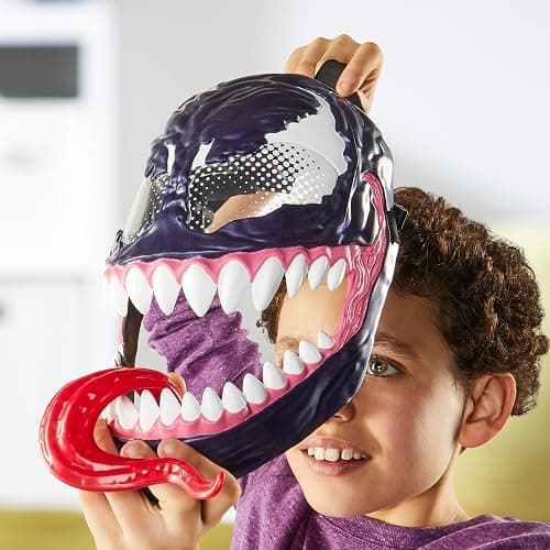 Marvel Spider-Man VenomVersus Venom Roleplay Mask For Kids Ages 5+, Creepy Costume Accessory With Movable Tongue Feature & Adjustable Strap, Great Gift For Kids thumbnail 3