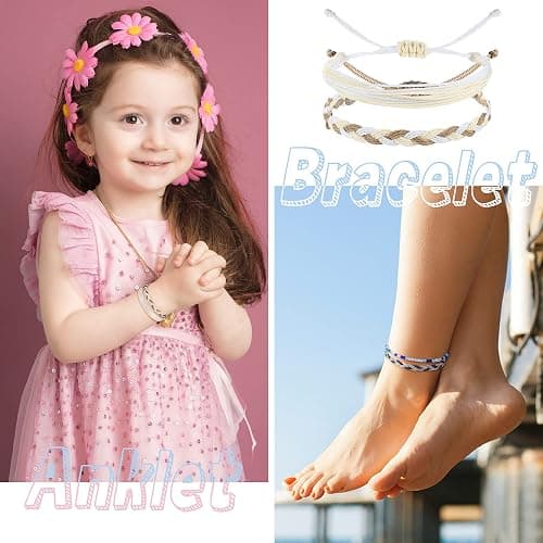 Florideco 24 Pcs Boho Surfer Bracelet Anklet Adjustable Beaded Anklets Handmade Braided Bracelet Colorful Anklet Summer String Rope Ankle Bracelets Waterproof Surfer Beach Bracelet Boho Jewelry for Women Men thumbnail 3