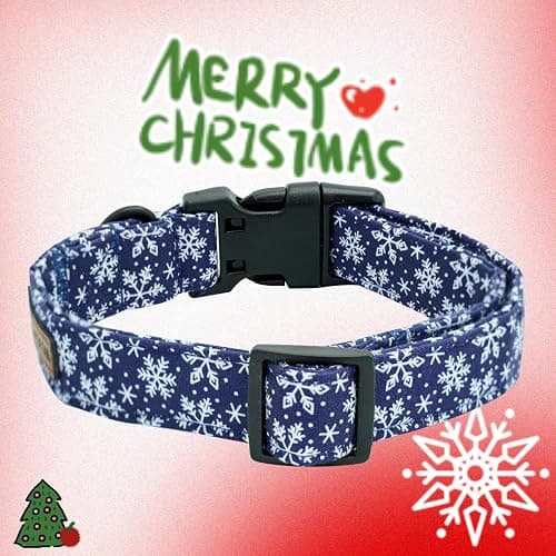Elegant little tail Christmas Dog Collar, Snow Print Pet Collar Cotton Soft Plastic Buckle Sturdy Puppy Collars Holiday Female or Male Adjustable Collar for Medium Dogs thumbnail 3