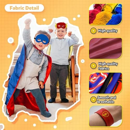 Kids Capes Set and Wristbands Kids Costumes Halloween Christmas Cosplay Dress Up for Boys Girls thumbnail 5
