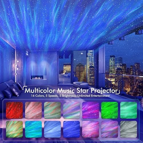 Rossetta Star Projector, Galaxy Projector for Bedroom, Bluetooth Speaker and White Noise Aurora Projector, Night Light Projector for Kids Adults Gaming Room, Home Theater, Ceiling, Room Decor thumbnail 2
