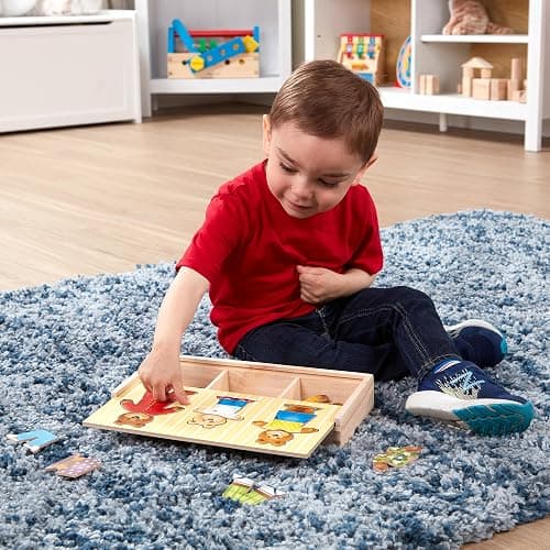 Melissa & Doug Wooden Bear Family Dress-Up Puzzle, 45 Pieces Mix and Match Outfits, Sorting & Matching Toy with Storage Case, Educational Puzzle for Toddlers Ages 3+ thumbnail 7