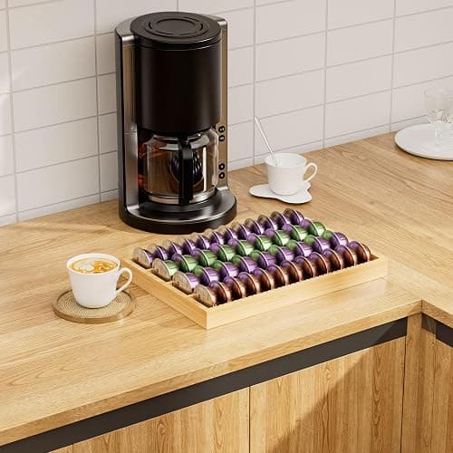 MinBoo Bamboo Coffee Pod Storage Holder Drawer Insert for Counter Compatible Nespresso Vertuo Vertuoline Capsules for Kitchen, Home, Office, Coffee Station thumbnail 6