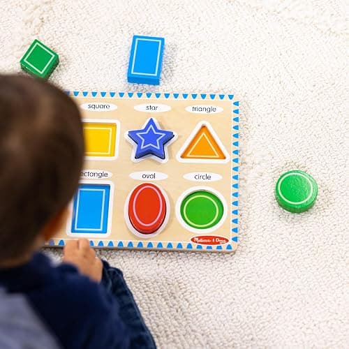 Melissa & Doug Shapes Wooden Chunky Puzzle (8 pcs) Color Matching Shape Sorter Toys for Toddlers Ages 2+ - FSC Certified thumbnail 8