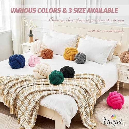 Uvvyui Knot Pillow Ball, Soft Home Decorative Pillows, Round Throw Pillow, Handmade Knotted Plush Pillow, Round Boucle Pillow Cushion (8.6 Inches Pink) thumbnail 6