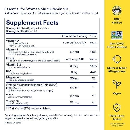 Ritual Women's 18+ Multivitamin - USP Verified - 60 Capsules - 30 Servings | Clinical-Backed - Key Essential Vitamins and Minerals - Support Energy, Heart, Bone, Brain Health*- Vegan - Citrus thumbnail 3