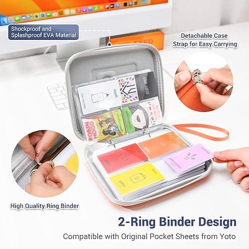 PROfezzion Card Holder for Yoto Cards, 88 Pockets Yoto Player Card Case with Zipper & Carry Strap, Yoto Mini Card Binder with Sleeves for Travel - Pink - Pink thumbnail 6