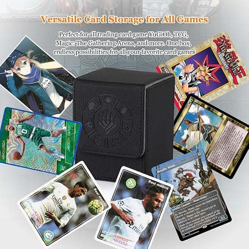 Arkeiliy Card Deck Box, 110+ Storage MTG Deck Box with 50 Pcs Card Sleeve, Collectible Trading Card Cases for Magic Commander and More (Black) - Black thumbnail 7