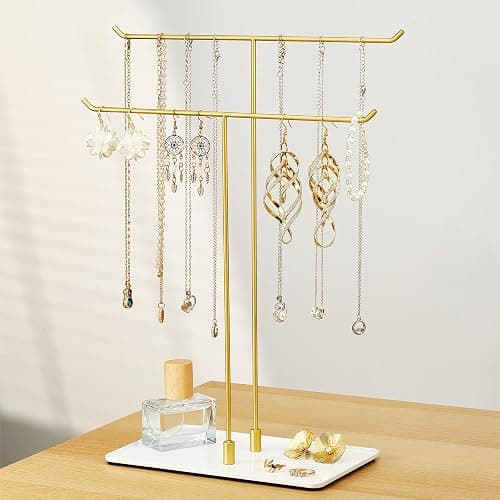 bussdis Necklace Stand Aesthetic Necklace Holder: Metal Necklace Organizer for Home Decor, Gold thumbnail 5