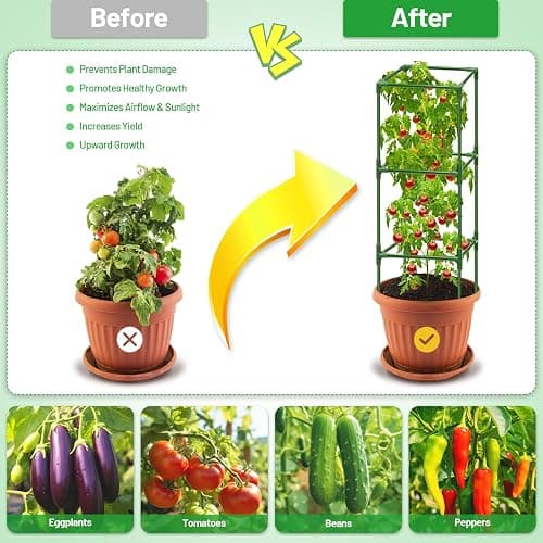 Legigo 4 Pack Square Tomato Cages- 45 Inch Heavy Duty Tomato Trellis for Climbing Plants Outdoor, Tomato Plant Support Stakes Cage Garden Trellis for Garden Raised Garden Bed Cucumbers Vegetables thumbnail 3