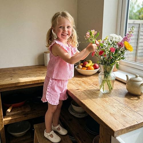 Barbotimer ​Baby Girl Clothes Summer Vintage Gingham Outfit Doll Collar Button Down Sleeveless Tank Shirt Ruffle Shorts Cute 2Pcs Toddler Kid Spring Summer Clothing Set thumbnail 3