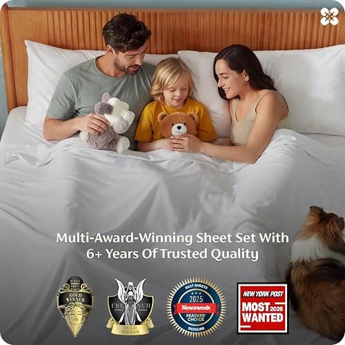 Bedsure PureWoven 100% Rayon Derived from Bamboo, Full Size Sheets, 4 PCS | Cooling Sheets for Hot Sleepers, Breathable & Silky Soft, 16" Deep Pocket, Hotel Luxury Bedding, White thumbnail 3
