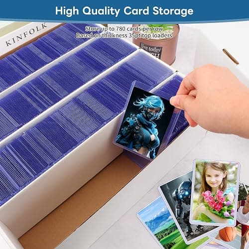 HIMOMO Trading Card Storage Box 3120 Count Collector Cards Box White Sports Card Storage Boxes Card Sorting Tray Cases Cards Collection Trading Cards Box for Soccer Basketball Cards(4 Set) thumbnail 4