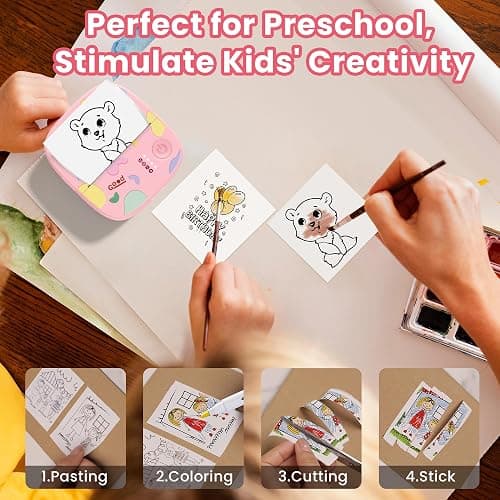 XenGro Mini Sticker Printer AHM2, Mini Thermal Printer with 3 Rolls Paper, Bluetooth Inkless Printpods, Pocket Label Maker Suitable for Creative Kids DIY, Diaries, Photos, Study Notes -Light Pink thumbnail 5