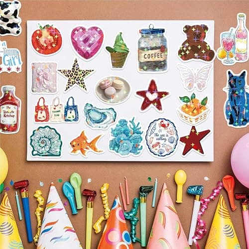 600PCS Aesthetics Stickers, Holographic Aesthetic Stickers for Water Bottles, Y2K Aesthetic Sticker for Laptop Daily Planner Phone Decal Girls Teens thumbnail 2