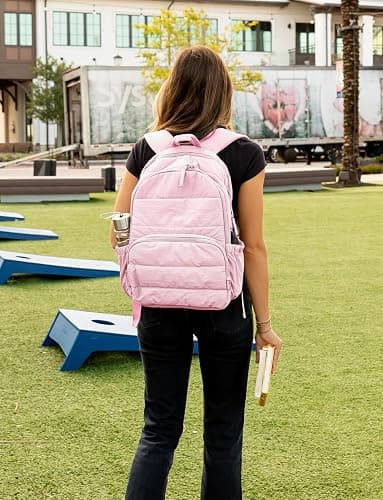 Uselike Travel Backpack for Women, 15.6 Inch Laptop Backpack, Quilted College Bookbag, Cute Work Backpacks, Water Resistant thumbnail 2