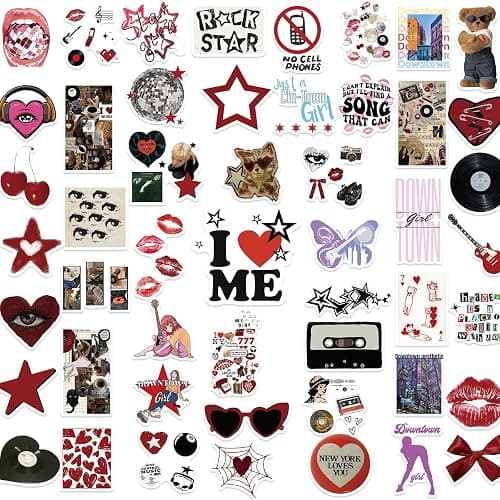 170PCS Y2K Grunge Stickers, Aesthetic Downtown Girls Pack Cool Trendy 2000s for Water Bottle Funny Waterproof Stickers for Teens Adults Vinyl for Laptop Skateboard thumbnail 6