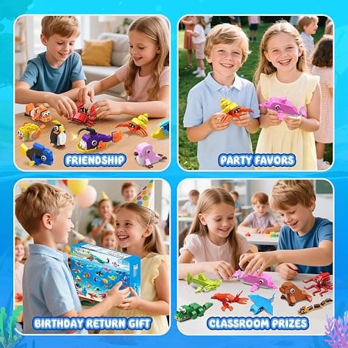 HOGOKIDS 30 Pack Animals Party Favors for Kids, 824PCS Mini Marine Animal Building Block Sets for Goodie Bags Filler Classroom Prizes, Easter Basket Stocking Stuffer Birthday for Boys Girls 6+ thumbnail 5