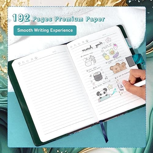 CAGIE Diary with Lock for Girls, A5 Password Refillable Lined Journal Kit Locked Diary, Cute Stuff Christmas Birthday Gifts for Girls 6 7 8 9 10 11 12 13 14 Year Old Girl, Teen Girl Gifts, Green thumbnail 5