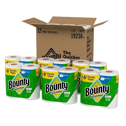 Bounty Quick-Size Paper Towels, White, 12 Family Triple Rolls = 40 Regular Rolls thumbnail 10