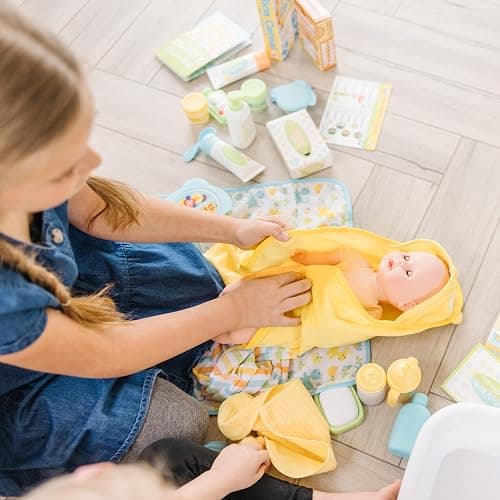 Melissa & Doug Mine to Love Deluxe Baby Care Play Set (48 Pieces – Doll + Accessories to Feed, Bathe, Change, and Cuddle) thumbnail 5