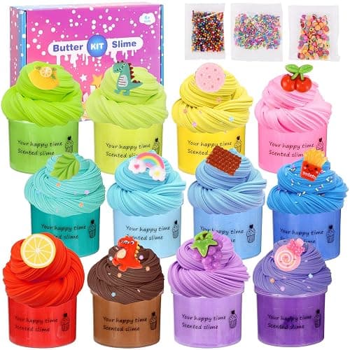 Zhufas Fluffy Slime Set, 12 Stück Fluffy Butter Slime Set, Wolkenschleim, Slime Set zum Selbermachen, Enthält Fluffy Wolken Schleim, Schleim Kinder Party Geburtstagsgeschenke - Image 1