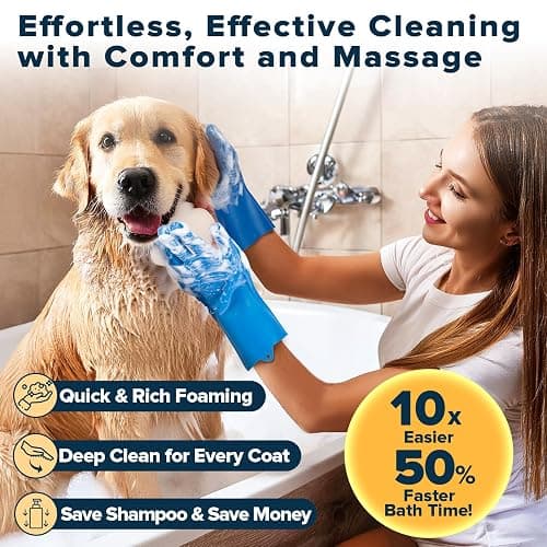 Augwind 6PCS Pet Grooming Kit for Dogs,Cats and Horses | Dog Washing Gloves | Dog Bath Brush | Dog Bath Gloves | Dog Shampoo Brush | Pet Grooming Gloves | Dog Bath Supplies (Navy Blue) thumbnail 2