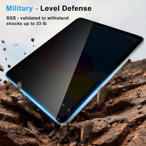 JSUSOU Privacy Screen Protector for iPad 11th Generation (A16) 2025/ 10th Gen 2022, Anti-Spy Tempered Glass Film for iPad A16, Touch Sensitive，Bubble Free, Case Friendly, 1 Pack thumbnail 3