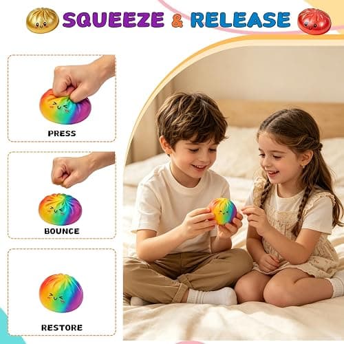 Glitter Dumpling Squishy Box Bulk,4Inch Surprise Dumpling Squishy Stress Ball,Squishy Bun,Random 14 Colors Mystery Gift Box for Adult Classroom Prizes Party Favor (random-6pcs-A) thumbnail 5
