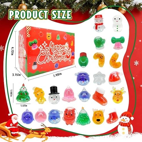24 Pcs Squeeze Shapes Stress Squishy for Christmas Christmas Fidget Christmas Party Favors for Stocking Stuffers Prizes & Gift Box thumbnail 3