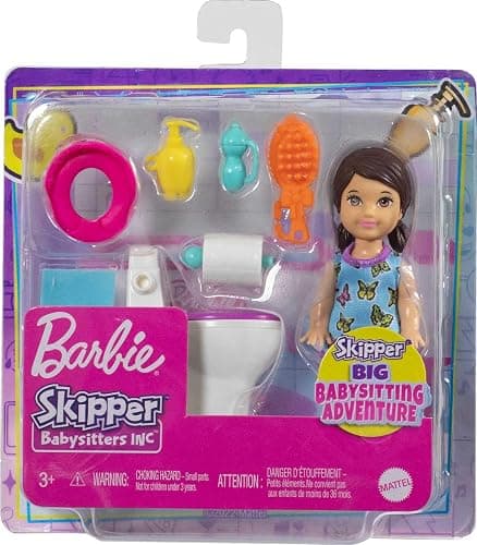 Barbie Skipper Babysitters, Inc. Playset with Brunette Doll in Butterfly Dress, Potty & Bathroom-Themed Accessories thumbnail 5