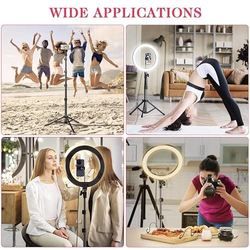 Ring Light avec Trépied Grand, 182cm/71.5” Trepied Smartphone Lumineux, Anneau Lumineux 10" pour Selfie, Maquillage, Camera Vlog, TikTok thumbnail 7