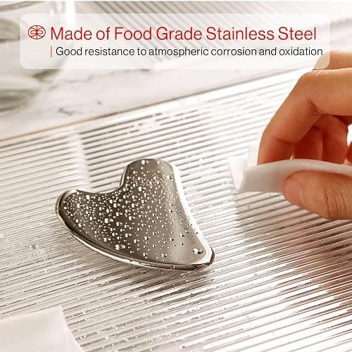 Rena Chris Gua Sha Facial Tools, Stainless Steel Gua Sha, Metal Gua Sha for Jawline Sculpting and Puffiness Reducing, Gua Sha Stainless Steel Tool, Skin Care Gift (Silver) - Silver thumbnail 2