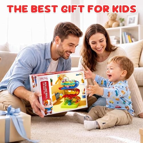 2-in-1 Ball Drop & Car Ramp Race Track Montessori Toy for Toddlers Ages 1-5 | Hammer Rolling Ball, Launch and Race Car-Cause and Effect Sensory STEM Learning Toys for 1-5 Year Old Boys & Girls thumbnail 7