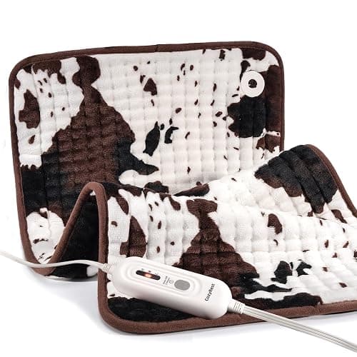 Cow Print Electric Heating Pad – 17 x 33 inch, 3 Heat Settings & 2-Hour Auto Shutoff, Fast Heating, Soft and Cozy for Neck, Shoulder & Back Relief (17"x 33") - Image 1