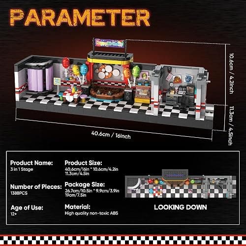 QEINIE Five Nights Security Breach Stage Building Blocks Toys, Classic Horror Game Stage Building Set, Home Decoration Great Birthday Present for Teens, Collectible Present for Game Fans (1388PCS) thumbnail 3