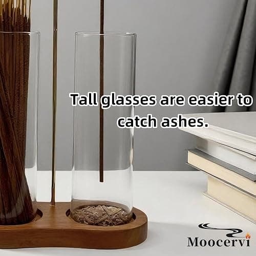 Moocervi Glass Incense Holder,2 in 1 Incense Sticks Burner Holder with Storage,Hang Upside Down Incense Holder for Sticks with Glass Ash Catcher for Meditation Yoga Spa Room Decor (Brown) thumbnail 5